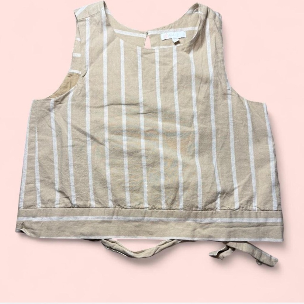 GB Girls Beige and White Striped Top